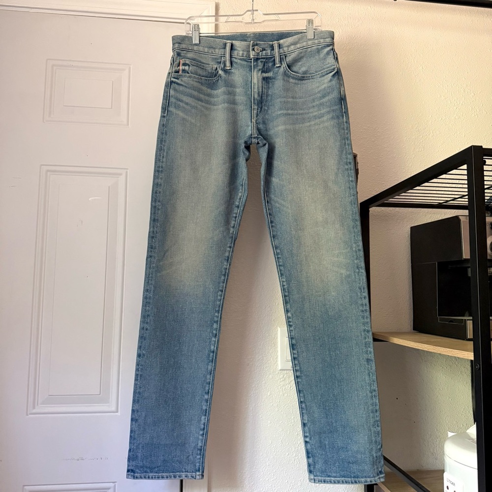 HIROSHI KATO blue cotton denim‎ slim leg cropped jeans